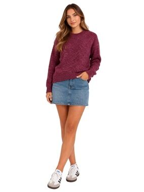 Denver Hayes Marled Maroon Crewneck Sweater – Size Med (Tagged Large) Like New